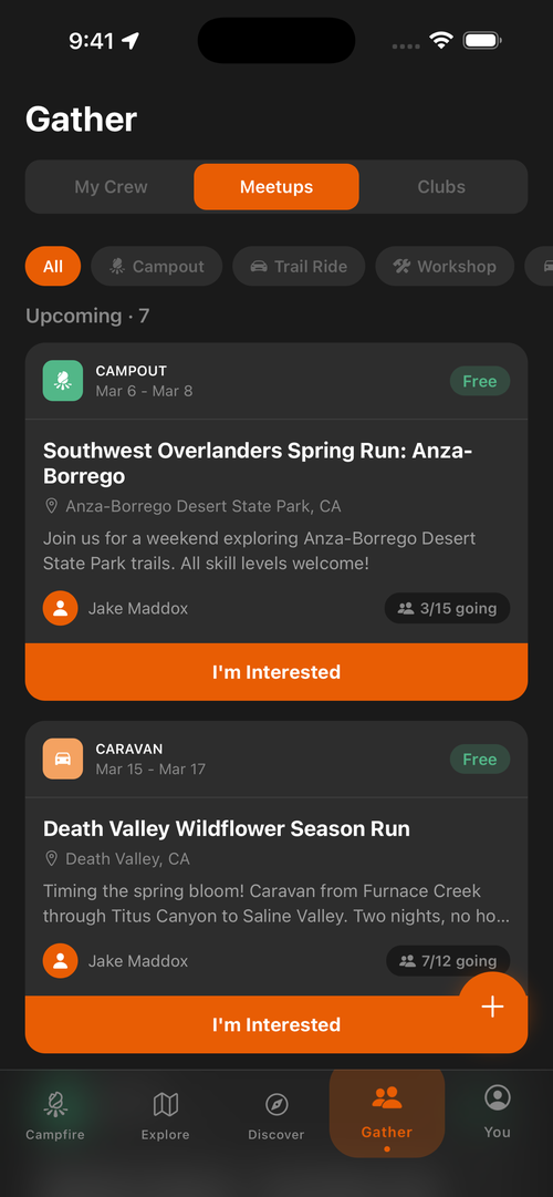 Gather — meetups and clubs